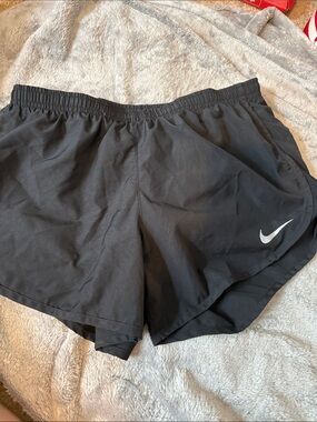 Nike Black Athletic Running Shorts with White Swoosh
